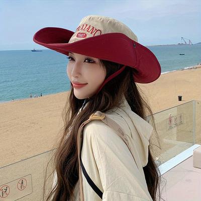 Summer Anti-UV Bucket Hat - Sun Protection Outdoor Cap for Camping Hiking Mountaineering Beach, Practical Panama Style