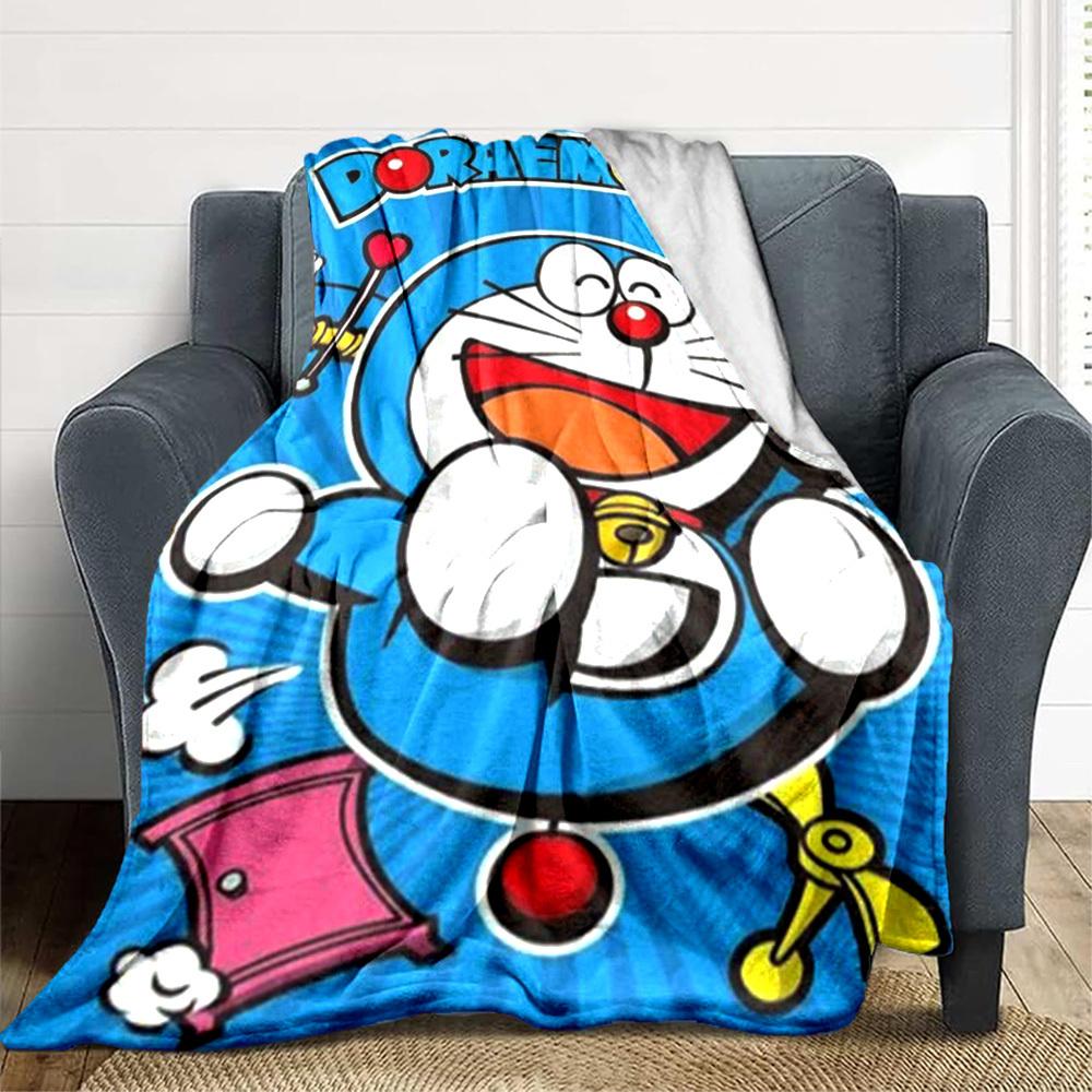 1PC Doraemon, Cartoon Blanket Lightweight Flannel Throw Blanket for Sofa, Bed, Travel, Camping, Livingroom, Office, Couch