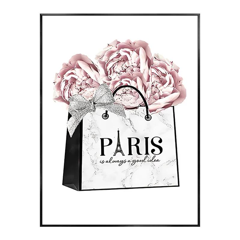 Fashion Woman Perfume Poster Prints Pictures Pink Flower Sexy Lip Make Up Girls Wall Art Canvas Paintings for Nordic Room Decor