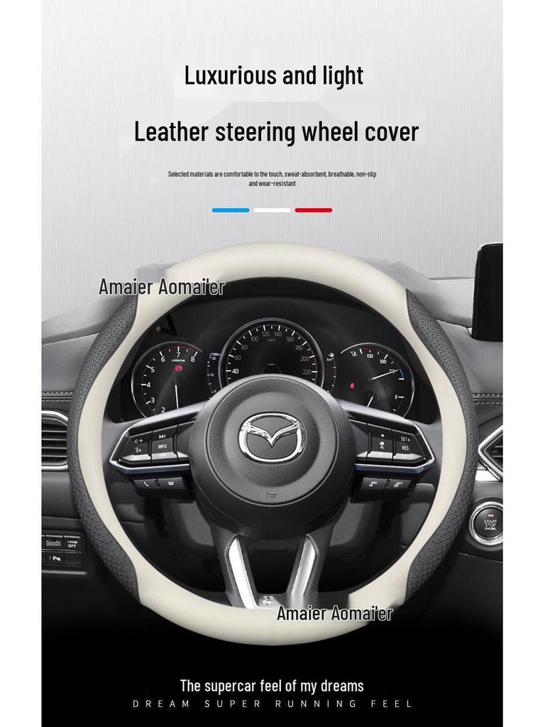 Echtes Leder Lenkradbezug für Mazda 3, Atenza 6, CX4, CX5, CX30