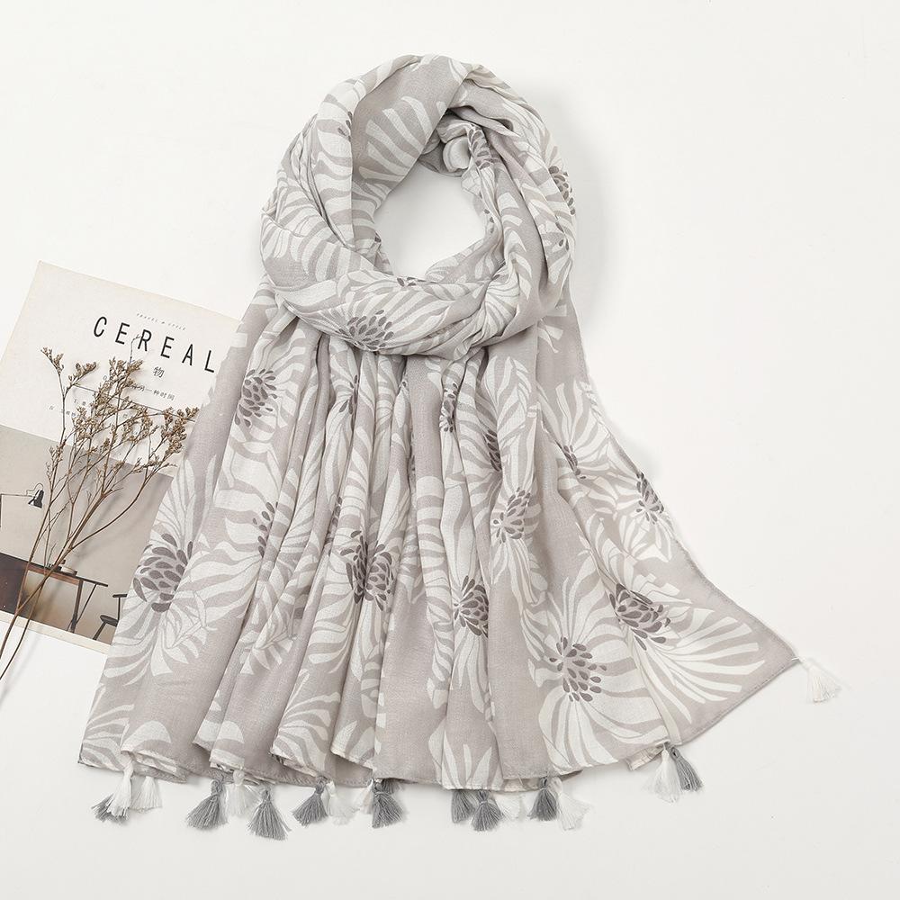 Cotton and Linen Hand Feel Scarf Chinese Style Clothing Outfit Scarf for Women's National Style Sun Protection Tassel Shawl