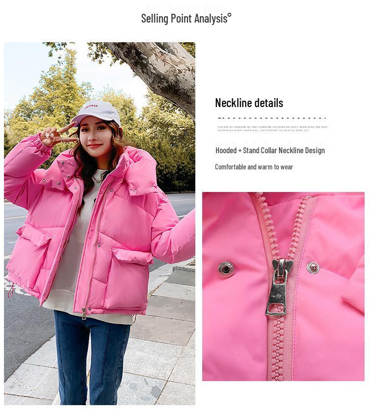 Women's Short Loose Casual Down Cotton Coat - Autumn/Winter 2025 Korean Style with Big Pockets