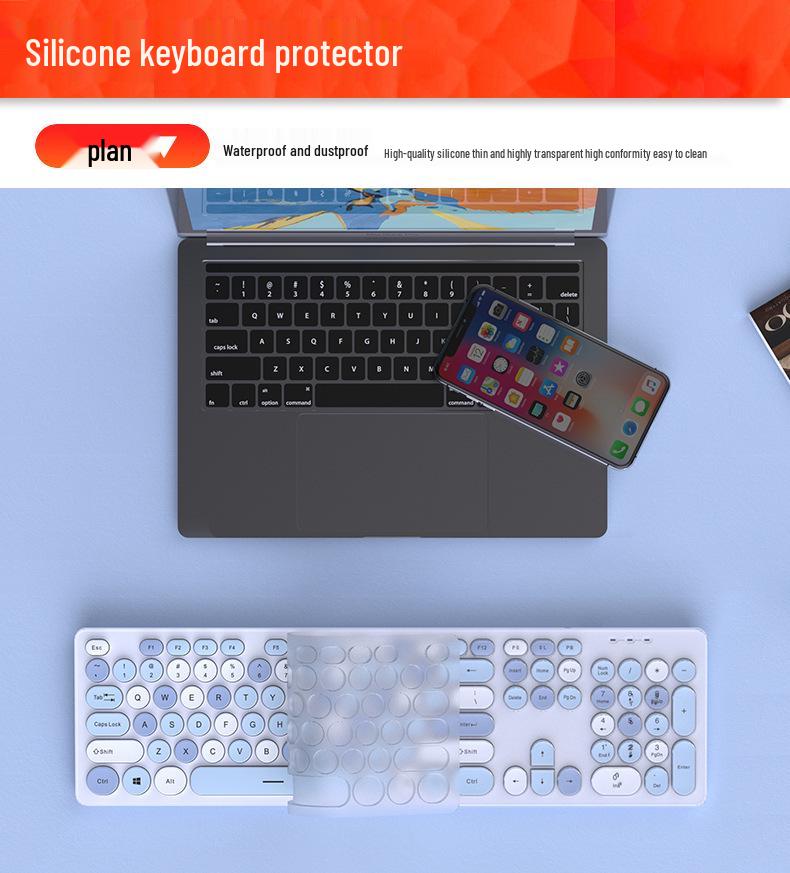 Silent Wired Chocolate Keyboard & Mouse Set for Laptops - Membrane Keys, Punk Style, Office Use