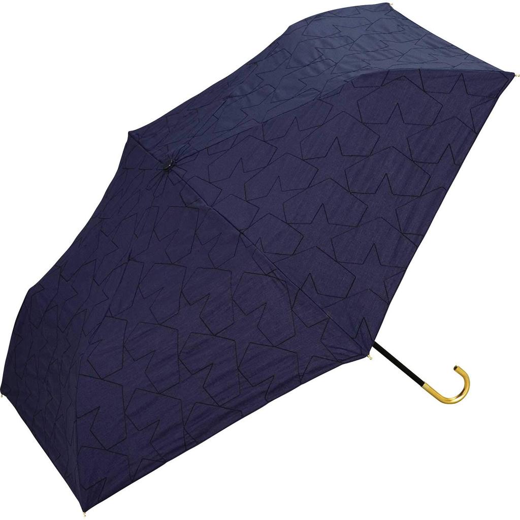 Star Stitch Mini Folding Sun and Stylish and Star Wpc. Umbrella, Navy, Women's, Rain, Cute, Design, 801-5987