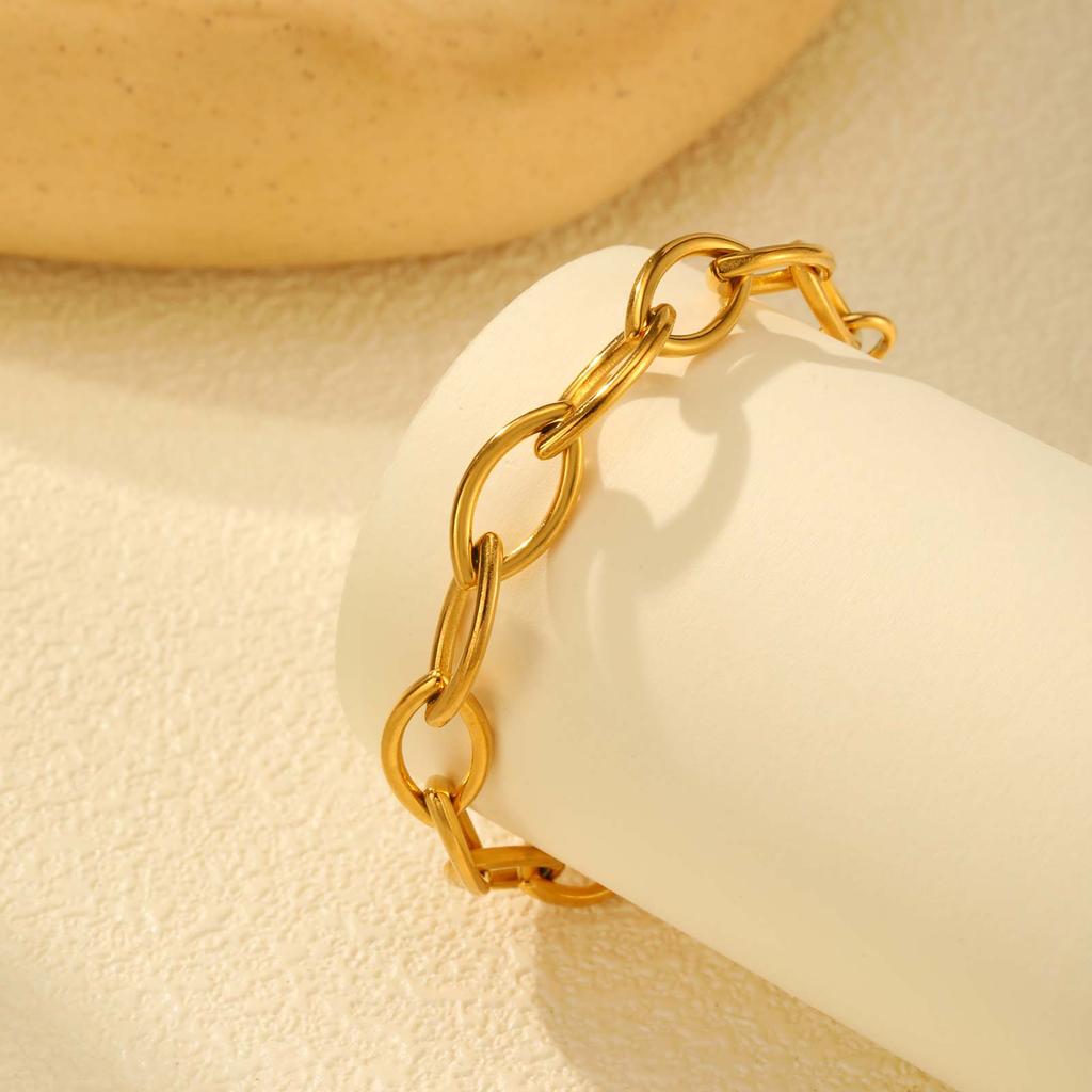 Gold Plated Paperclip Chunky Chain Bracelet Rhombus Geometric Minimalist Bracelets for Women Stainless Steel Irregular Jewelry