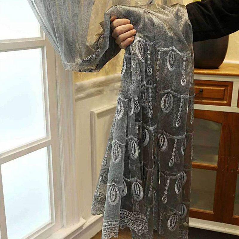 Ekran okienny Haftowany ekran okienny Fioletowy Szary Żółty Gaza Salon Sypialnia Balkon Zasłona zaciemniająca