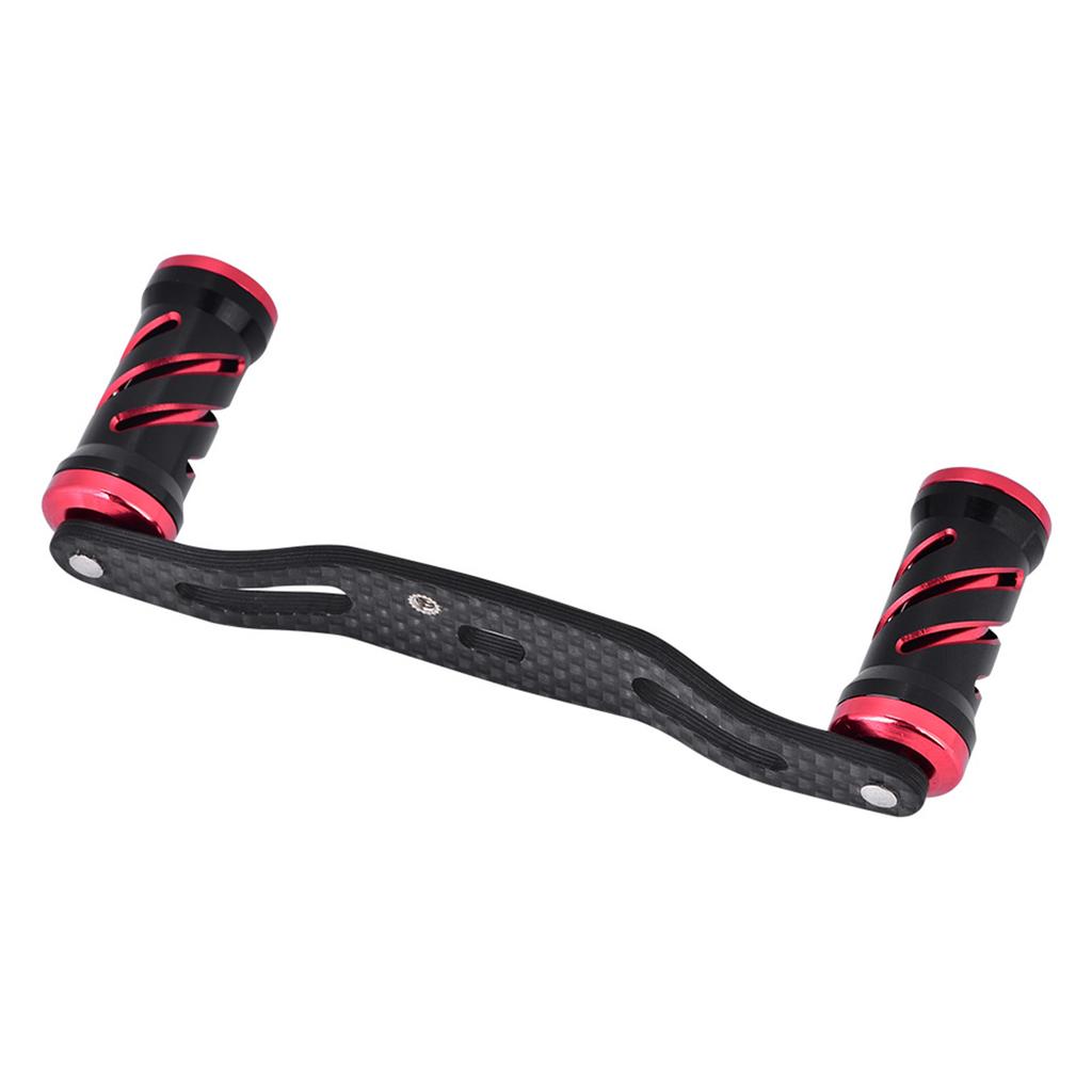 Fishing Reel Handle Carbon Fiber Frame with Fittings Replace Parts 95mm (Black Red)