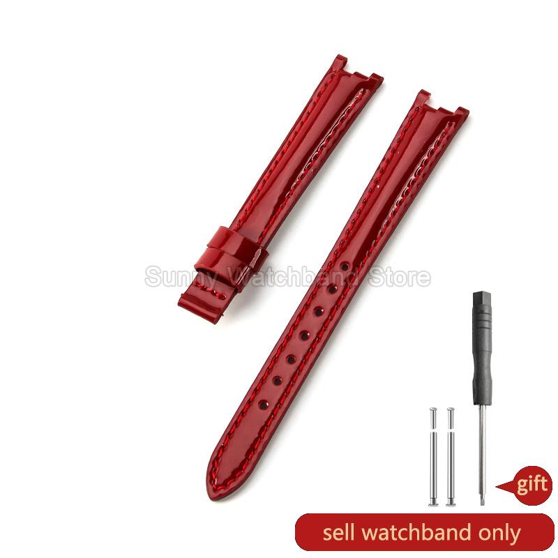 Concave Interface Design Women's Genuine Leather Watch Accessories 12mm for Tissot 1853 Flamingo T094210 Series Watch Strap