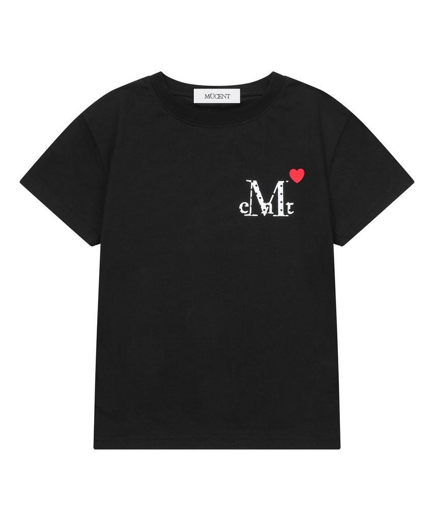 Mucent Lovelitz Mini Heart Logo Round Neck Crop Short Sleeve Tee (2 Colors)