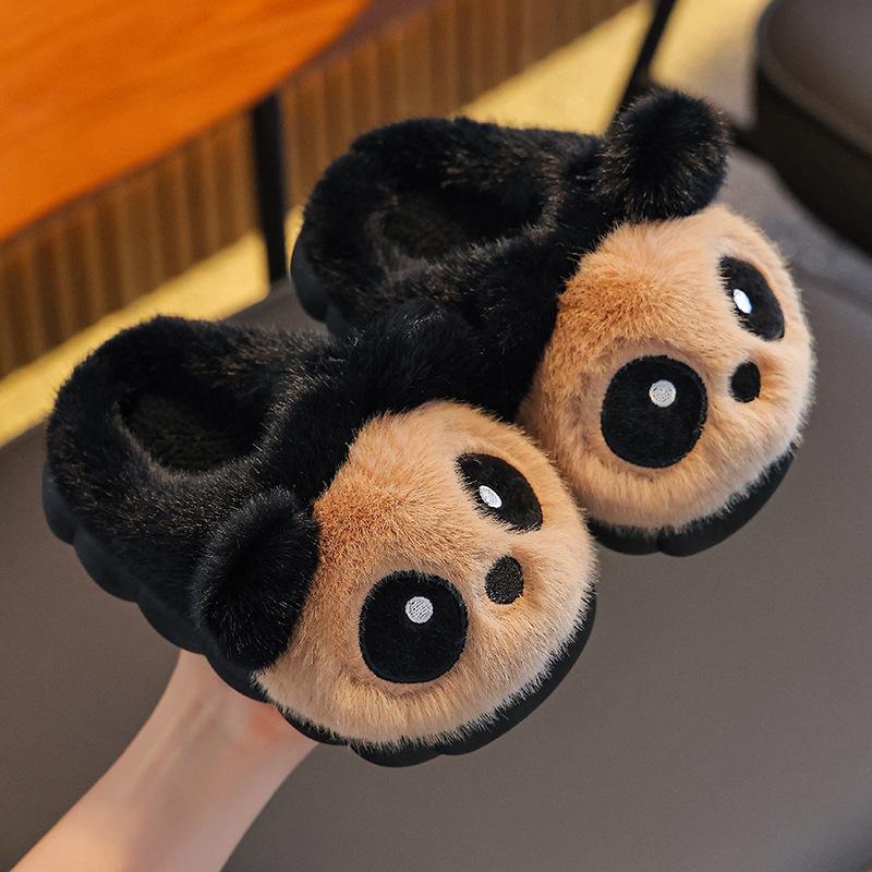 Winter Children Cotton Slippers Boys Warm And Plush Panda Slippers Cute Cartoon Girls Home Slippers 24-25 кофейный
