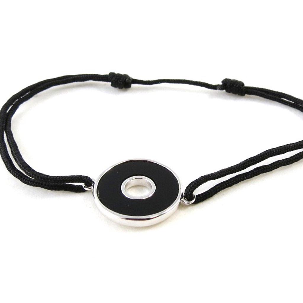 Les Trésors De Lily [I9897] - Brățară neagră de argint „Zen”.