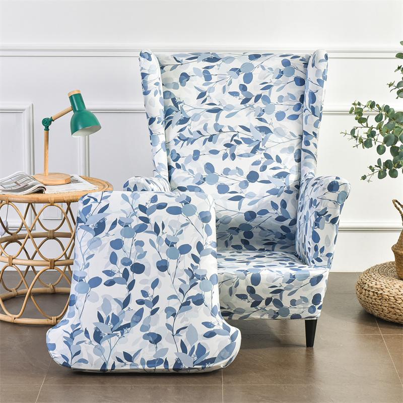 Floral King Back Wing Chair Cover Spandex Armchair Cover Relax Sloping Sofa Covers Seat Cushion Covers Footstool Slipcover