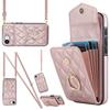 For iPhone 16e Case RFID Blocking Card Bag Leather+TPU Crossbody Phone Cover with Ring Kickstand