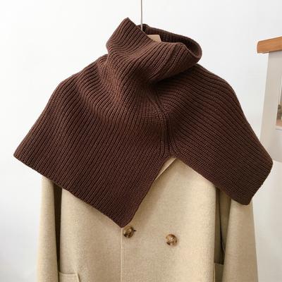 Fake Turtleneck Shawl Knitted Wool Versatile Shawl With Fake Collar Outside Scarf Scarf Collar Solid Color Thickened