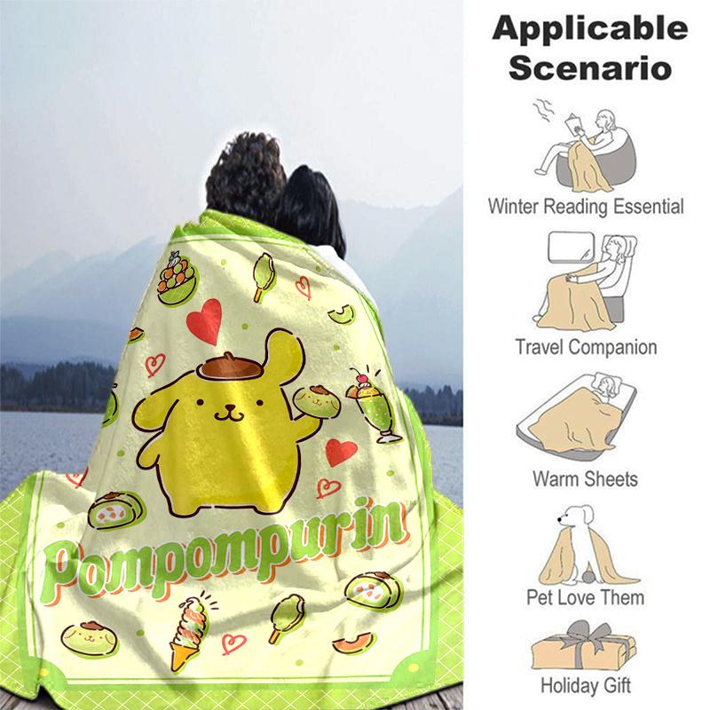1pc Pompompurin Cartoon Blanket, Cute Animal Design for Room Decor, Soft Throw Blanket Perfect as Birthday Gift, Living Room, Travel, Camping, Car Bla