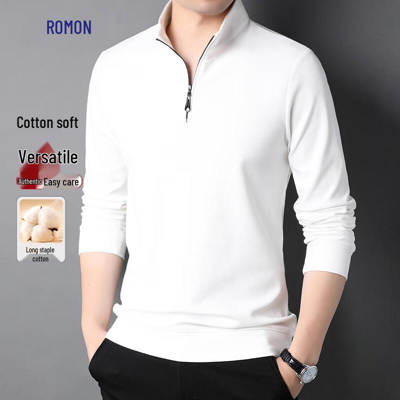 Romens Men s Half-Zip Long Sleeve T-Shirt 2XL