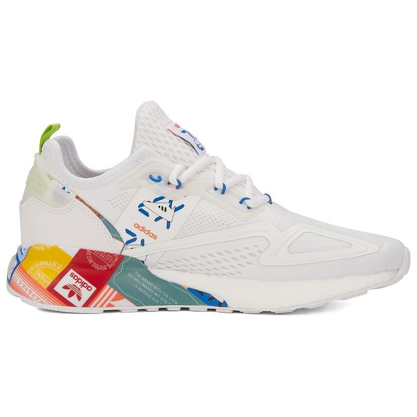 Adidas ZX 2K Boost Multi-Color Logos Unisex Sneakers White Cloud-White Blue GX2718