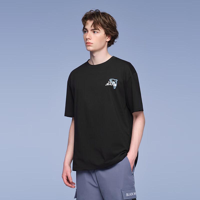 HLA Black Whale Men's Back Print T-Shirt