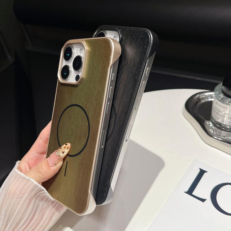 Magsafe Magnetic Luxury Wood Grain Not Border Shockproof Phone Case For iPhone 16 Pro Max 14 12 13 15 Pro Max Bumper Back Cover