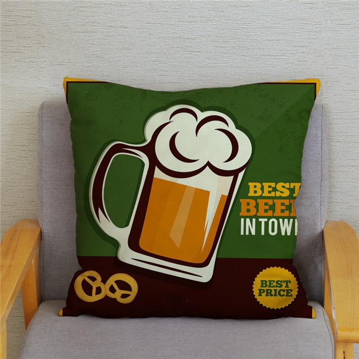 Vintage Beer Cushion Cover Peach Skin Pillowcase Fashion Home Decor Pillowcase Pillowcase