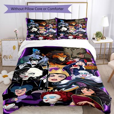 3pcs Villains3 Design Cover Set - HD Printed Bedding with 1 Cover and 2 Pillowcases - Perfect for Home and Dorm Decor