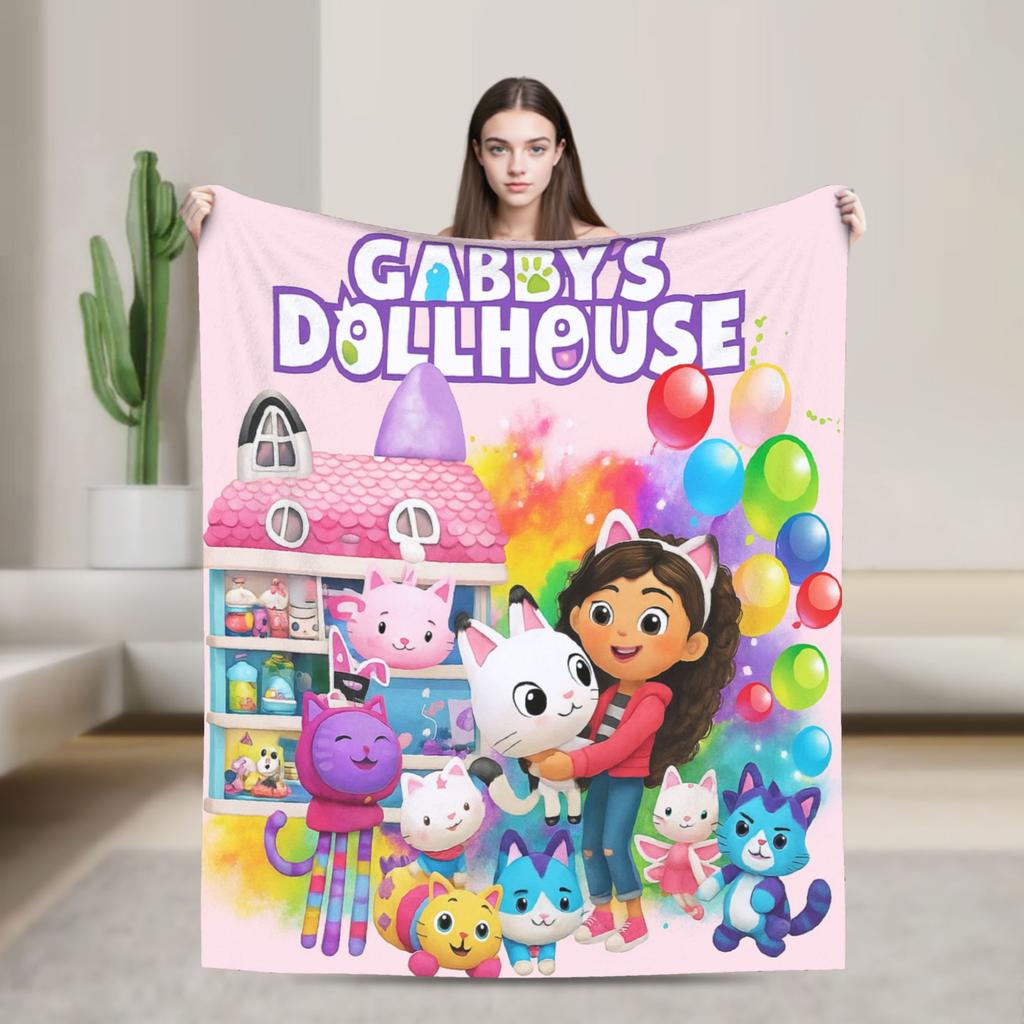 G-Gabby’s Dollhouseds Plush  Warm Soft Blanket  Children Plush Throw Blanket Print Couch Chair Flannel Bedspread Sofa Bed Cover