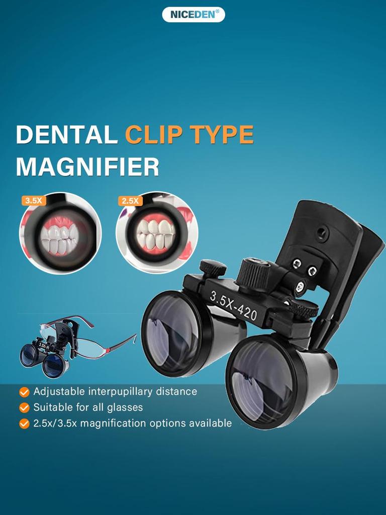 NICEDEN Lightweight Portable Dental Loupe – 2.5X/3.5X Binocular Magnifying Glasses