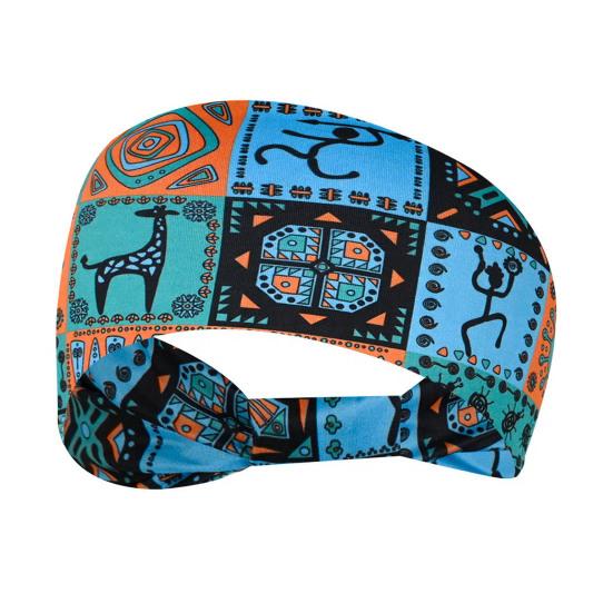 Women Wide Boho Print Headband Yoga Workout Knotted Stretch Sports Hairband Vintage Ethnic African Head Wrap