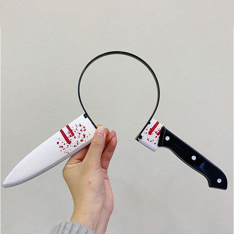 Halloween Party Horror Hair Bands Fake Knife Axe Cleaver Scissor Headbands Through Head Scary Masquerade Costume Photobooth Prop