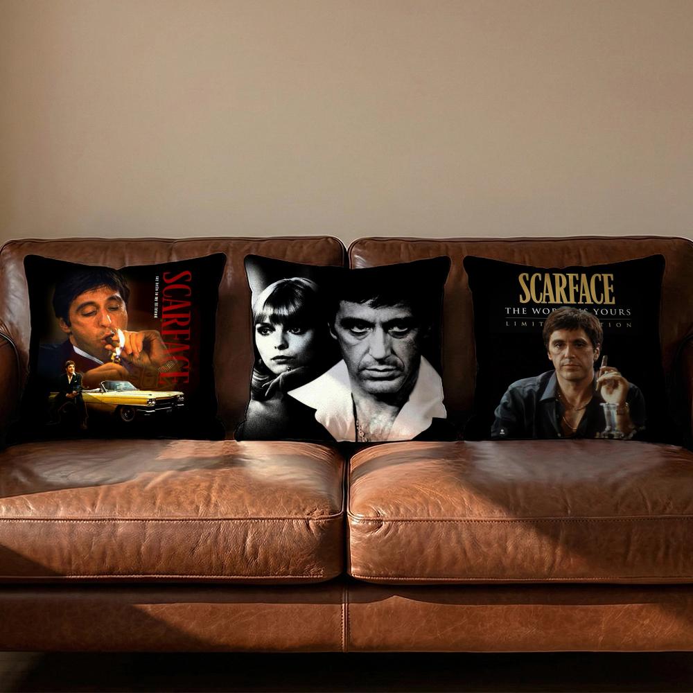SScarface Movie Cushion Cover Soft Reversible Durable Pillow Cover MultiScene Use for Home Car Daily Comfort