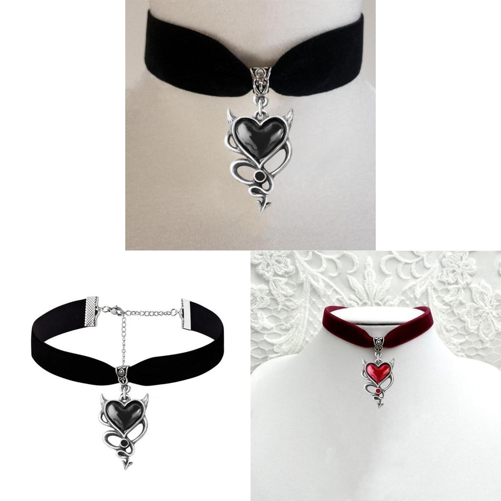 Gothic Punk Heart Pendant Necklace With Stainless Steel And Moon Charm For Women