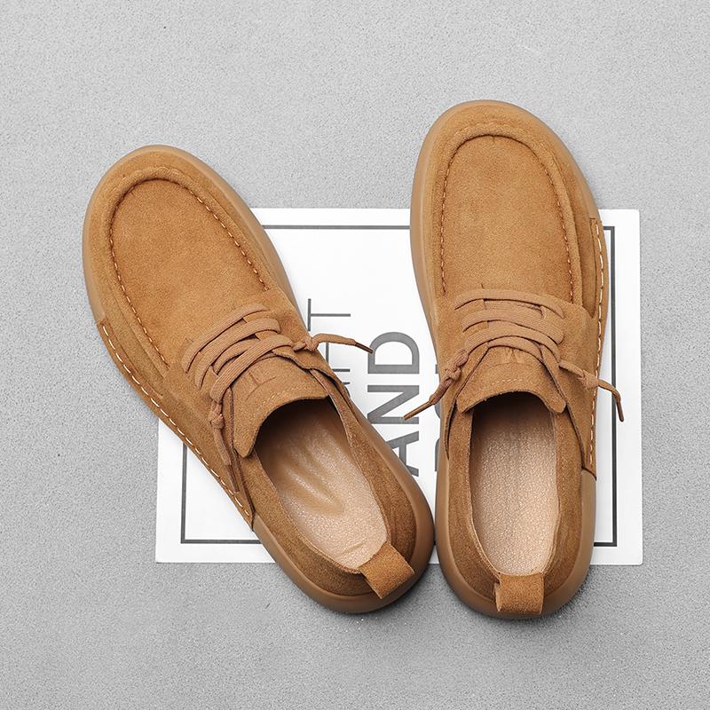 Fashion 2025 Men's Explosive Casual Leather Shoes Leather Suede Daily Business Commuter Men Shoes Non-slip Shock-absorbing Men's Loafers