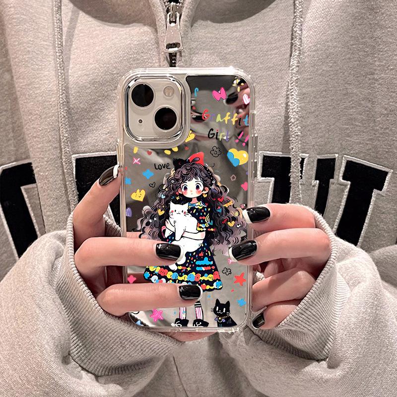 Etui na telefony komórkowe iPhone 11 13 XR 15 Pro Max 12 14 Pro Max Etui iPhone 16 XS Max Lustrzane etui ochronne Lustro Wykwintna kreskówka Wodoodporna