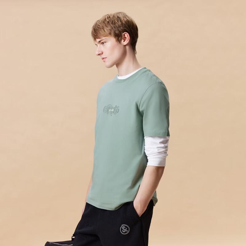 JACK&JONES Men's Letter Embroidered Short Sleeve Round Neck T-Shirt