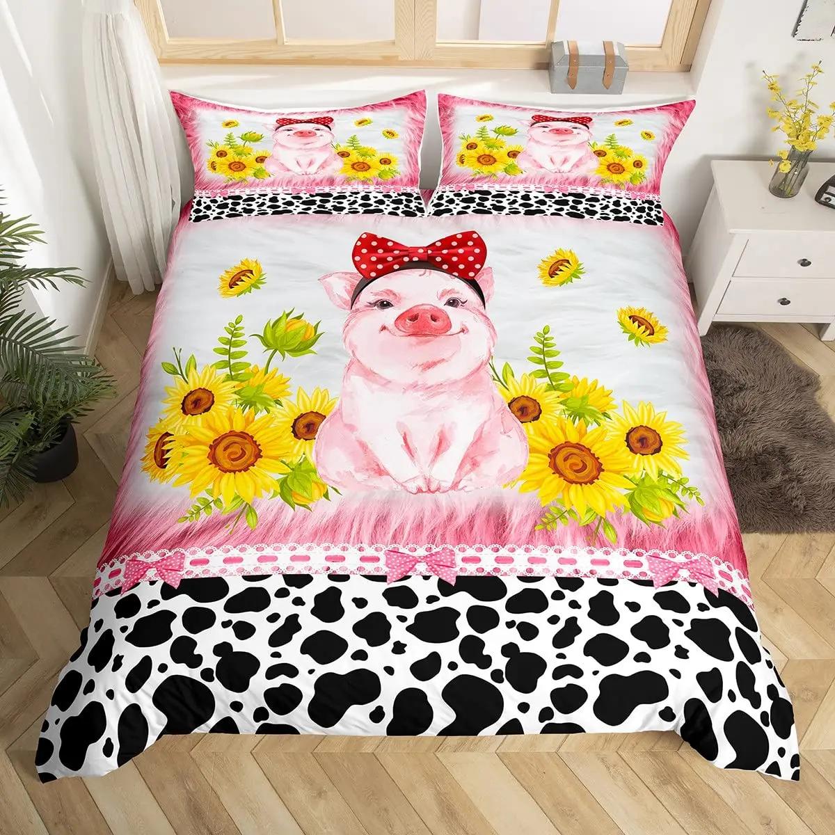 

Comforter Cartoon Elephant Cowhide Bedding Set Microfiber Pink Cow Fur Comforter Full King For Kids Teens Room Decor Comforter (quilt)-EU Single(135*200cm)3pcs