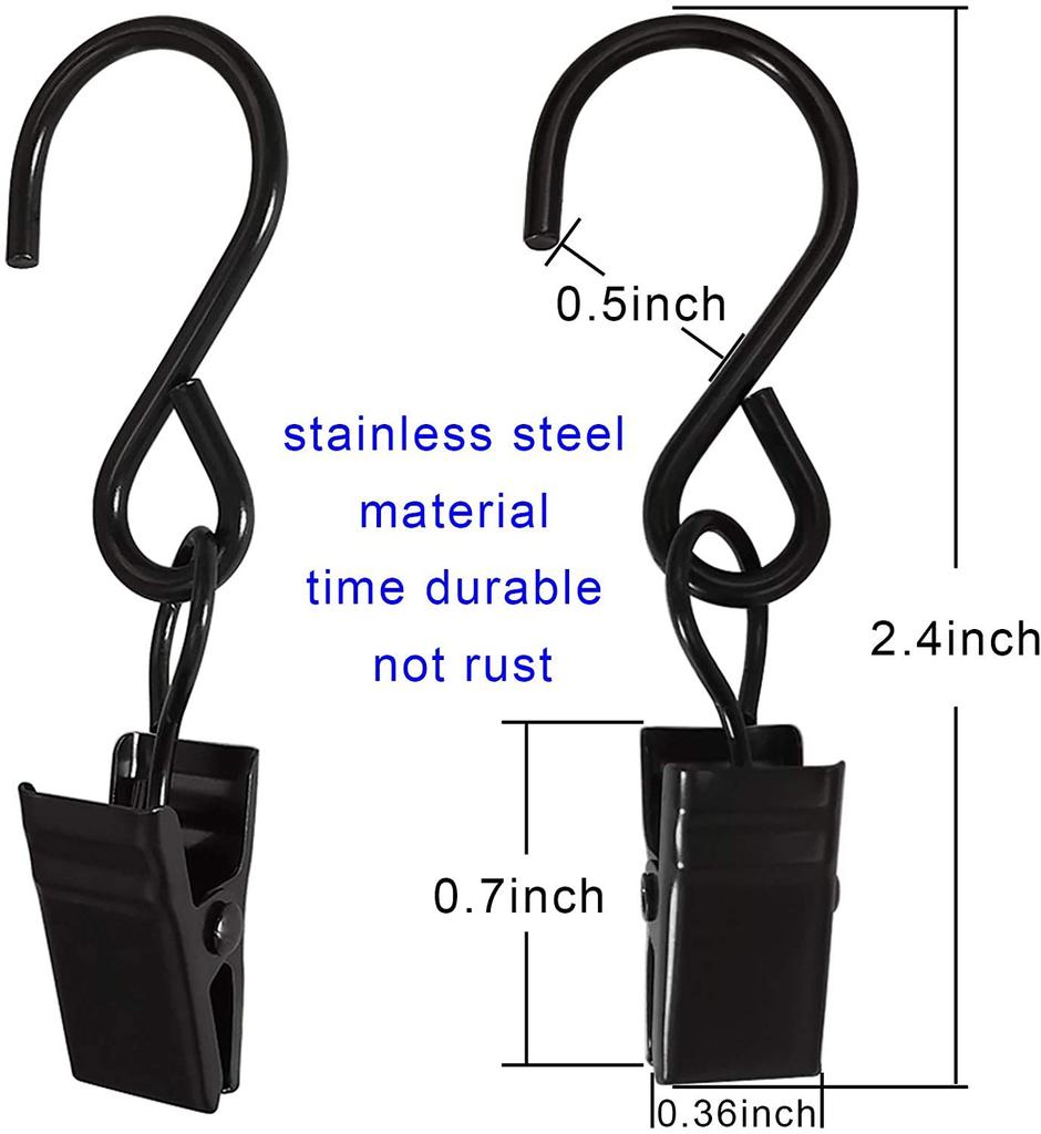 10pcs mini Hanging Multi-functional Storage Metal Hook Curtain Clip, Shower Curtain Hook Clip Outdoor Hanging Decorative Hook Clips