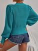 European & American Solid Color Knitwear Women's Lantern Sleeve Cable Knit Pullover Sweater - Autumn/Winter, Round Neck