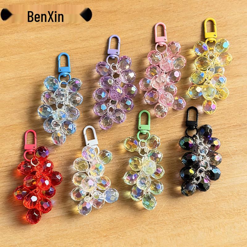 Charming Transparent Acrylic Grape Cluster Keychain - Women's Handbag Accessory & Small Gift