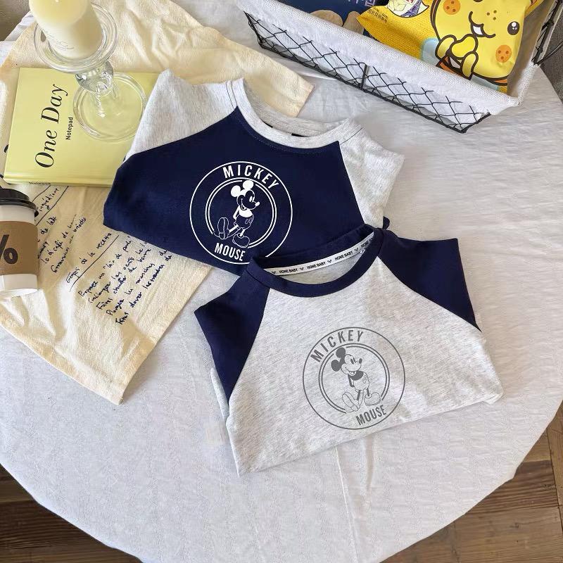 Kids Cotton Long Sleeve Block T Shirt Boys Girls Cute Cartoon Top Spring Autumn Casual Wear