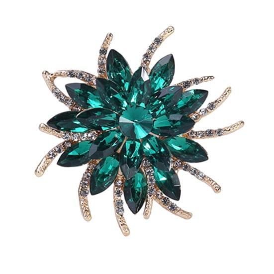 

Классическая брошь ручной работы с разноцветными стразами в форме цветка, винтажная булавка для шапки, шарфа, шаль, значок, свадебный подарок, аксессуары для платья зелёный