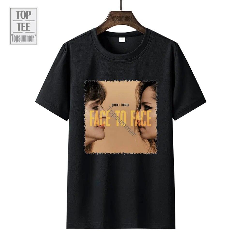 Face To Face Album T-Shirt Suzi Quatro Tour T Shirt Unisexs Rock Streetwear Graphic Print T Shirts Womens Cotton Tops Tees