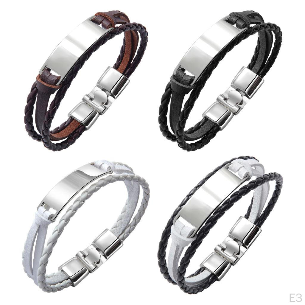 Bracelets Cuff Cord PU Leather Bangle Casual for Birthday Mens