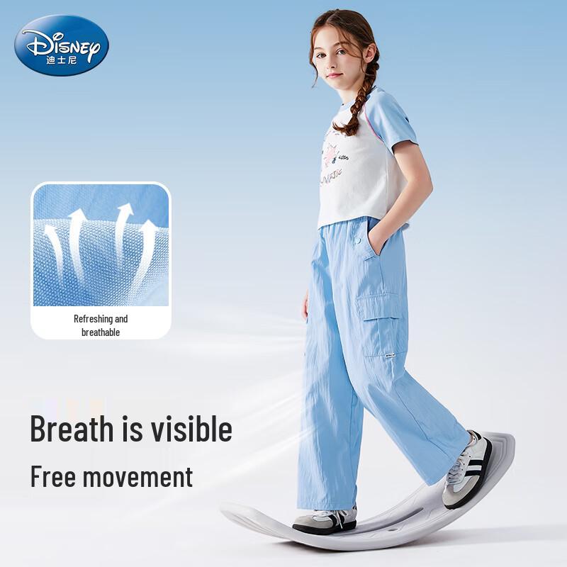 Disney Girls' Summer Ice Silk Wide-Leg Cargo Anti-Mosquito Pants