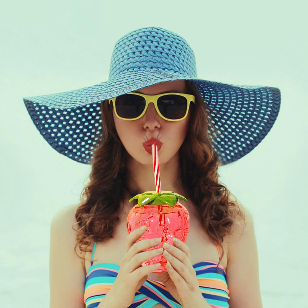 3/6pcs Drinking Juice Cup 500ml Pineapple/Strawberry Shape Tropical Summer Cups with Straw Creative Beach Party Favors