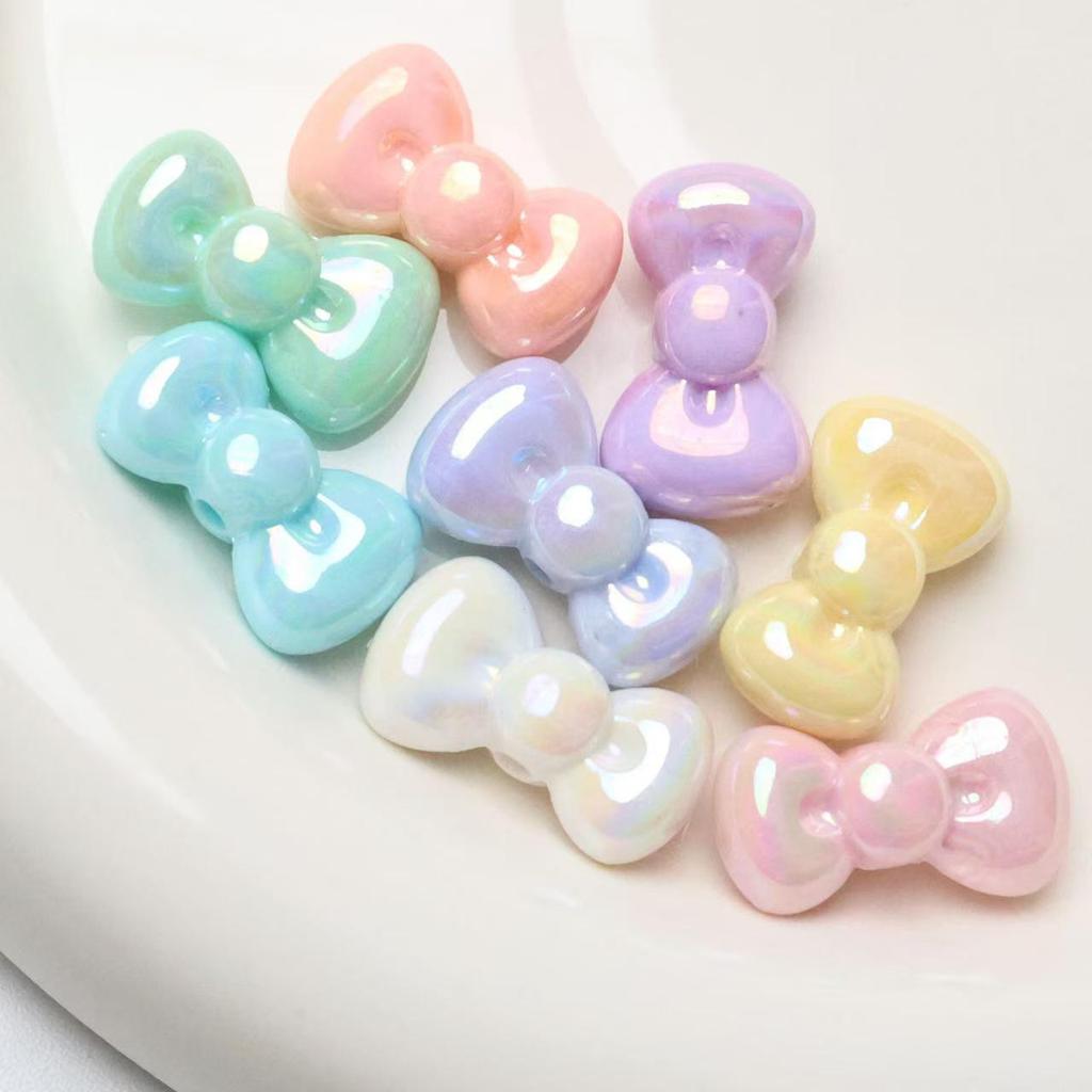 Colorful Electroplated AB Beads Bowtie DIY Phone Chain Lanyard Shoe Flower Accessory