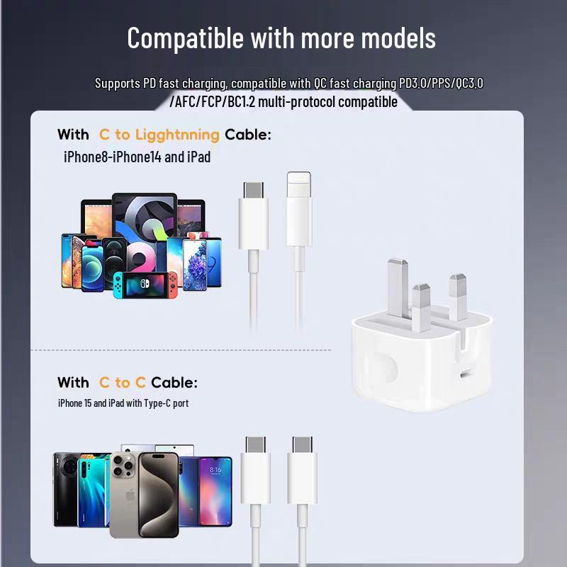 UK Standard Fast Charger for Apple - PD 20W Mobile & 35W Charging Head