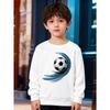 European Sizes Kids' Fashion Round Neck Pullover Sweater, Fall Winter Long Sleeve Top, Cool Soccer Print, Suitable for Daily Casual Wear