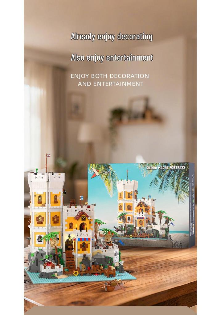 Brick Joy 66095 Sea Fortress Model - Large Building Blocks DIY Educational Toy for Desktop Display