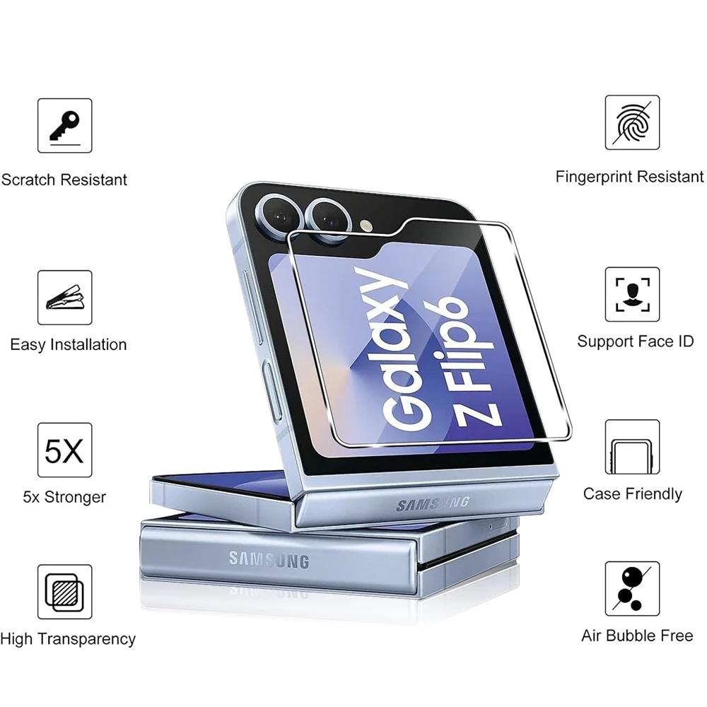 3pcs Full Cover Tempered Glass For Samsung Galaxy Z Flip 5 6 7 HD Clear Glass Full Screen Protector 9H Hardness Glass Film