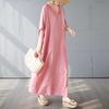 Vintage Long Dress with Cotton and Linen Patterns